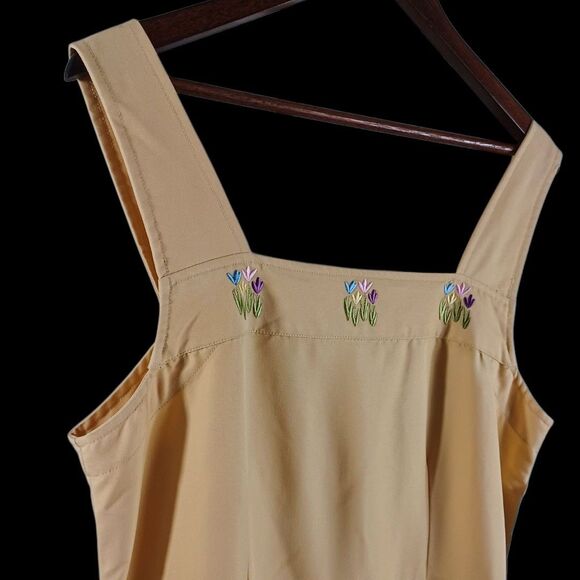 NWT HSZ Studio Maxi Sundress Sz L Butter Yellow Tulip Embroidery Cottagecore - Picture 4 of 10